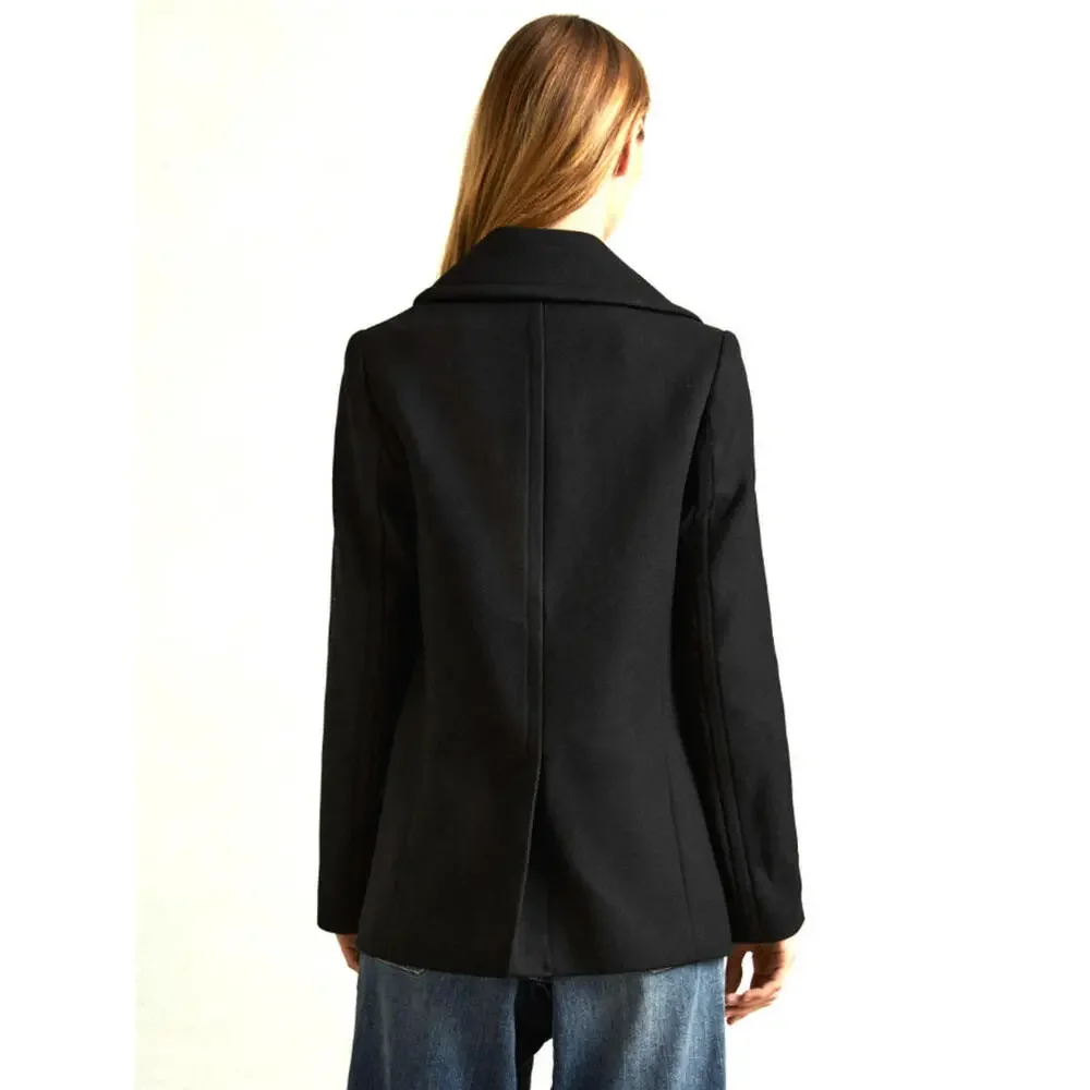 New Reiss Black Double-Breasted Coat - Picture 4 of 11